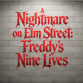The title text 'A Nightmare on Elm Street: Freddy's Nine Lives' appears in large dripping red horror-style lettering against a gray brick wall background.